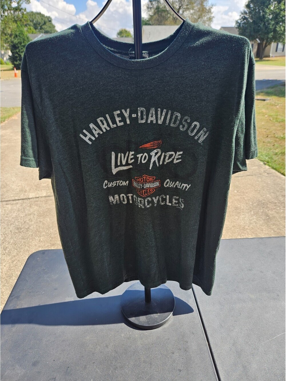Harley-Davidson Live to Ride Motorcycles Green T-Shirt Polyester Size Large